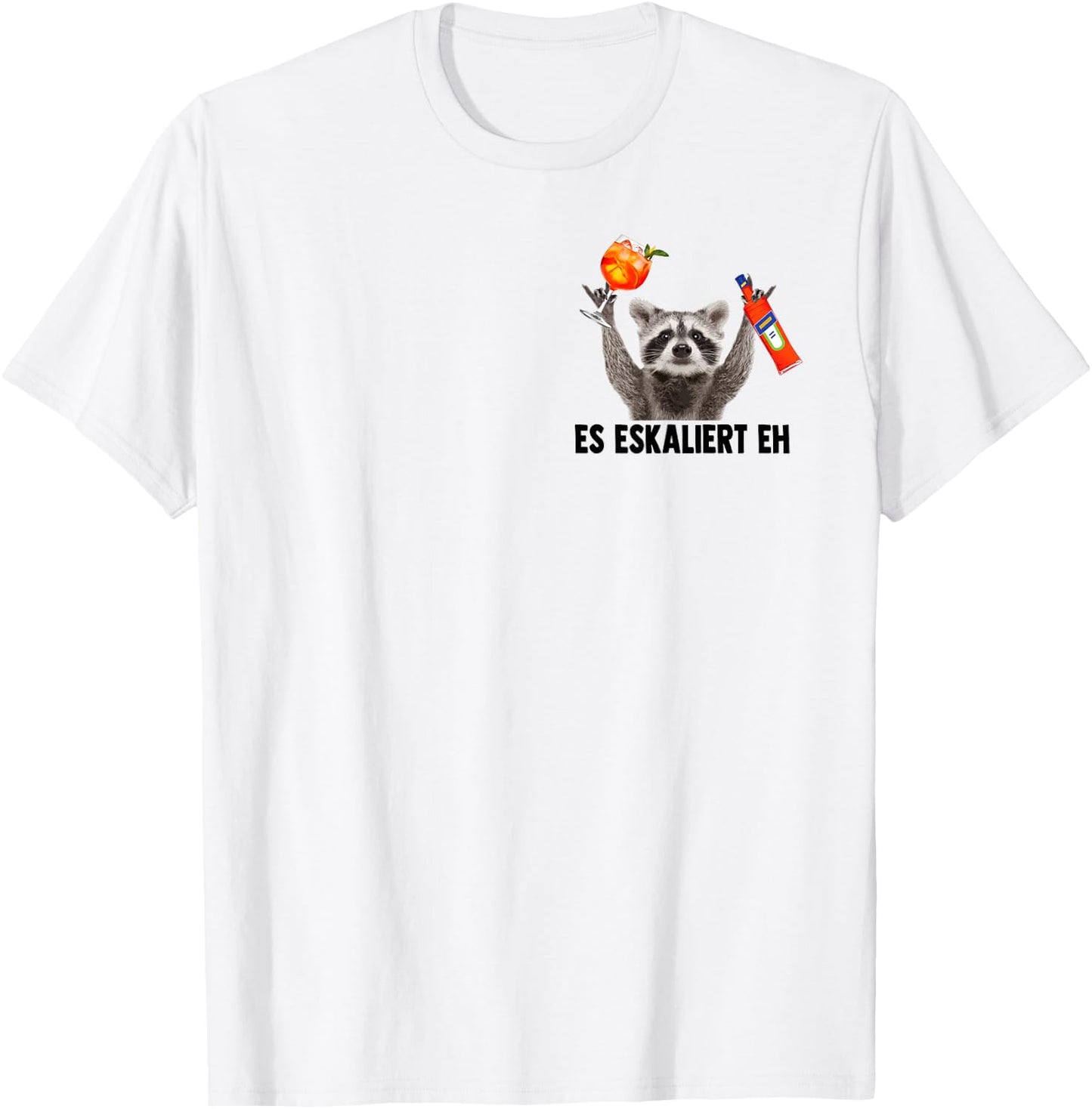 ES ESKALIERT EH X Raccoon Meme Racoon X Pedro Spritz , White T-Shirt - T-Shirt | White