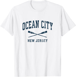 Ocean City New Jersey Vintage Nautical Paddles Sports Oars T-Shirt - T-Shirt | White