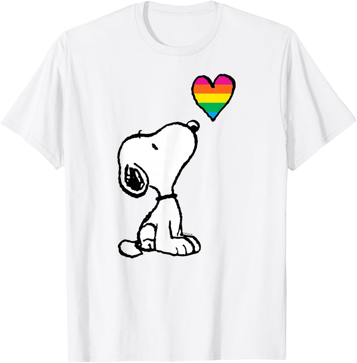 Peanuts Snoopy Rainbow Heart , blue T-Shirt - T-Shirt | White