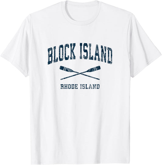 Block Island Rhode Island Vintage Nautical Paddles Sports Oa T-Shirt - T-Shirt | White