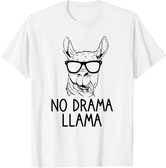 No Drama Llama T-Shirt - T-Shirt | White