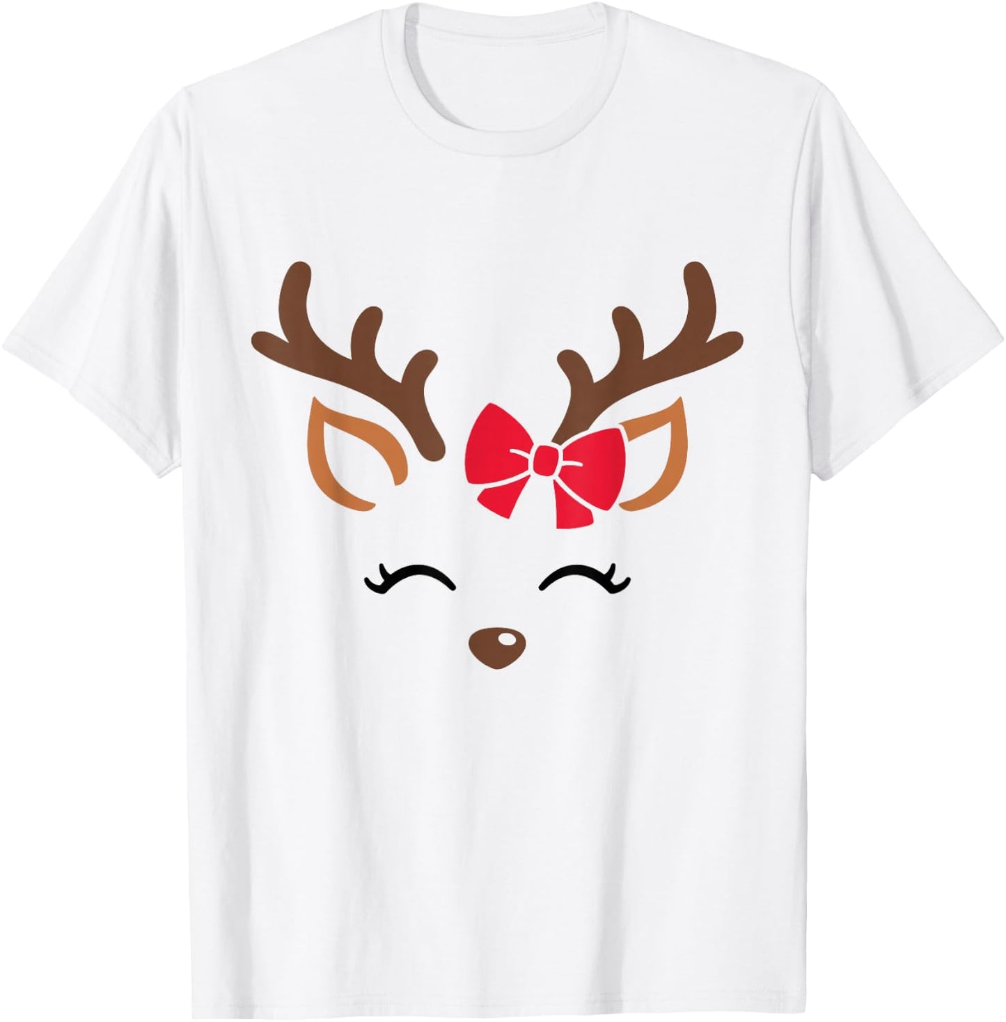 Reindeer Face Glasses Christmas Costume Xmas Pajama Girls T-Shirt - T-Shirt | White
