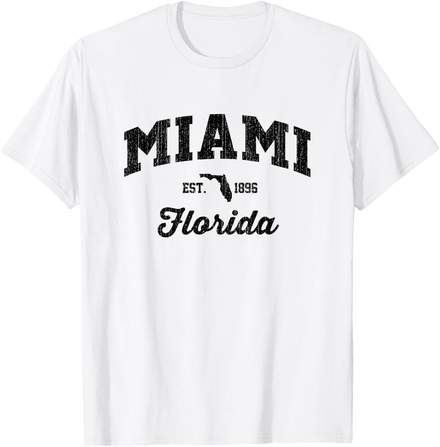 Vintage Miami Florida USA Sports Weathered Retro American T-Shirt - T-Shirt | White