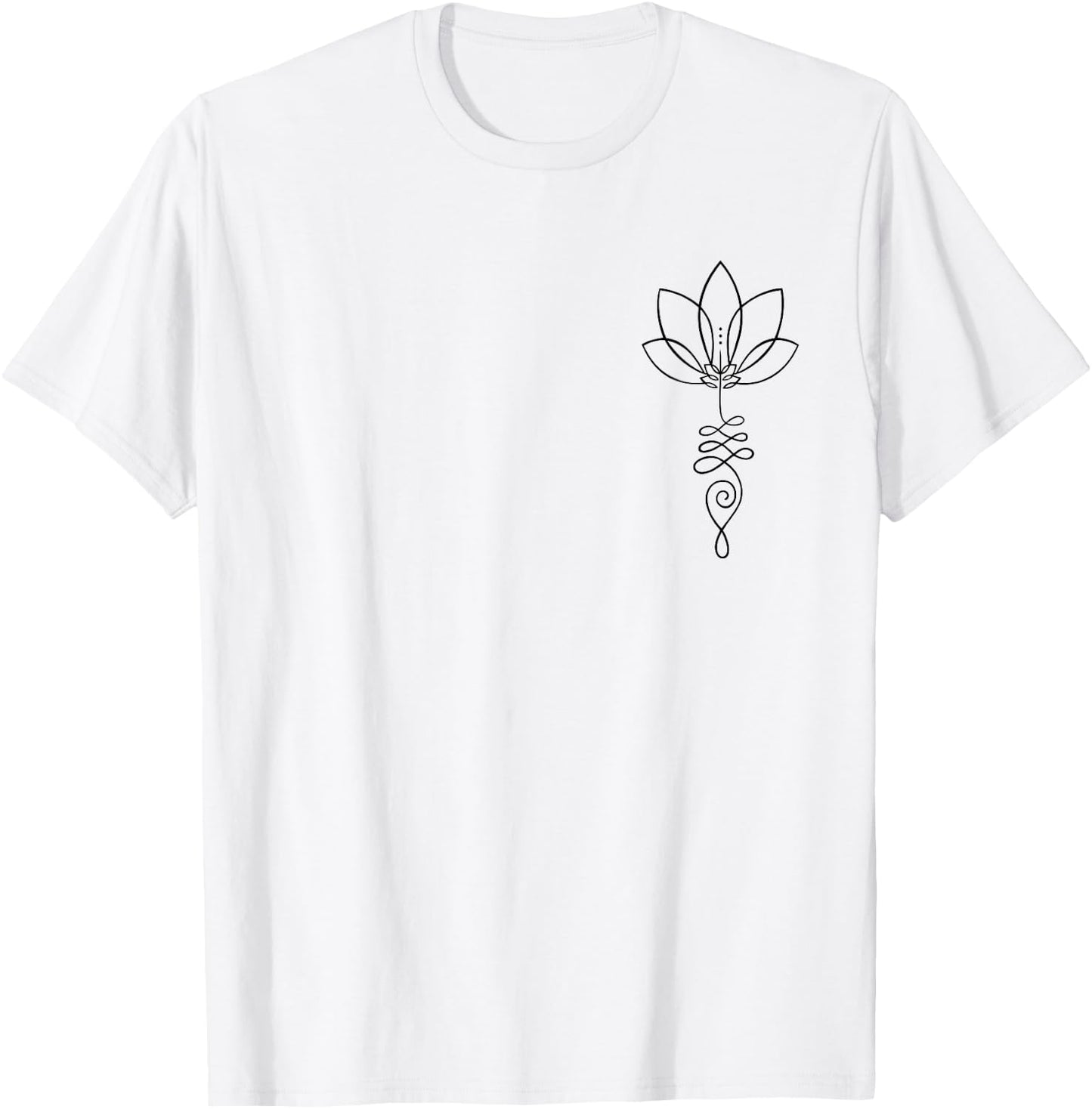 Yoga Lover Outfit Unalome Enlightenment Symbol with Lotus Flower T-Shirt - T-Shirt | White