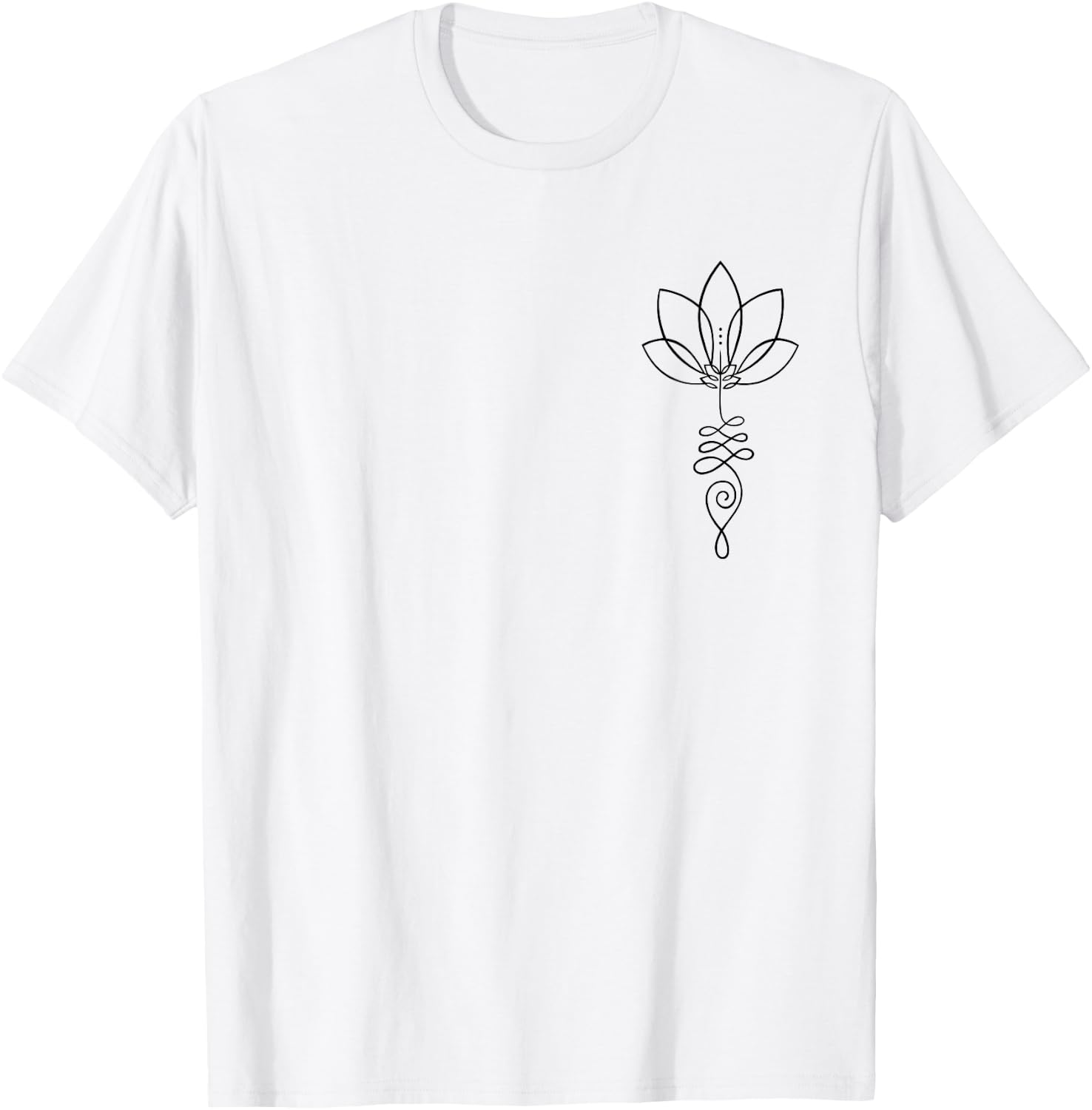 Yoga Lover Outfit Unalome Enlightenment Symbol with Lotus Flower T-Shirt - T-Shirt | White