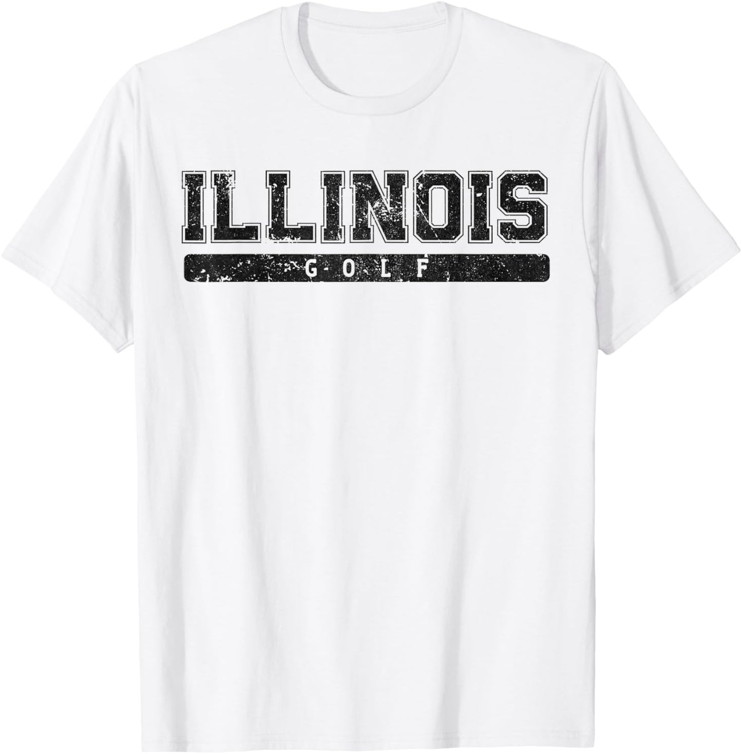 Illinois Golf Black Vintage Text T-Shirt - T-Shirt | White