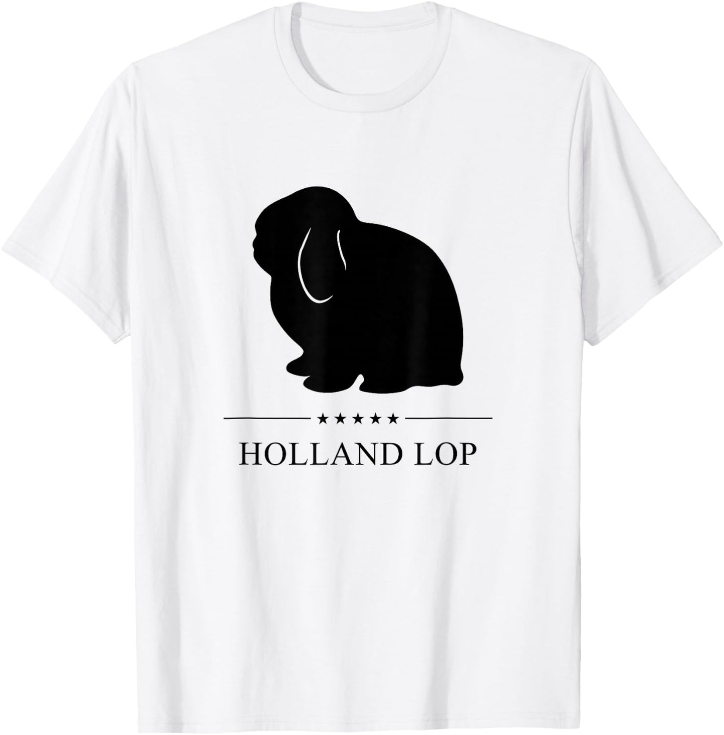 Holland Lop Rabbit Black Silhouette T-Shirt - T-Shirt | White