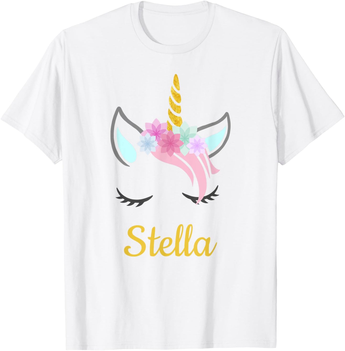 Stella White Unicorn Name T-Shirt - T-Shirt | White