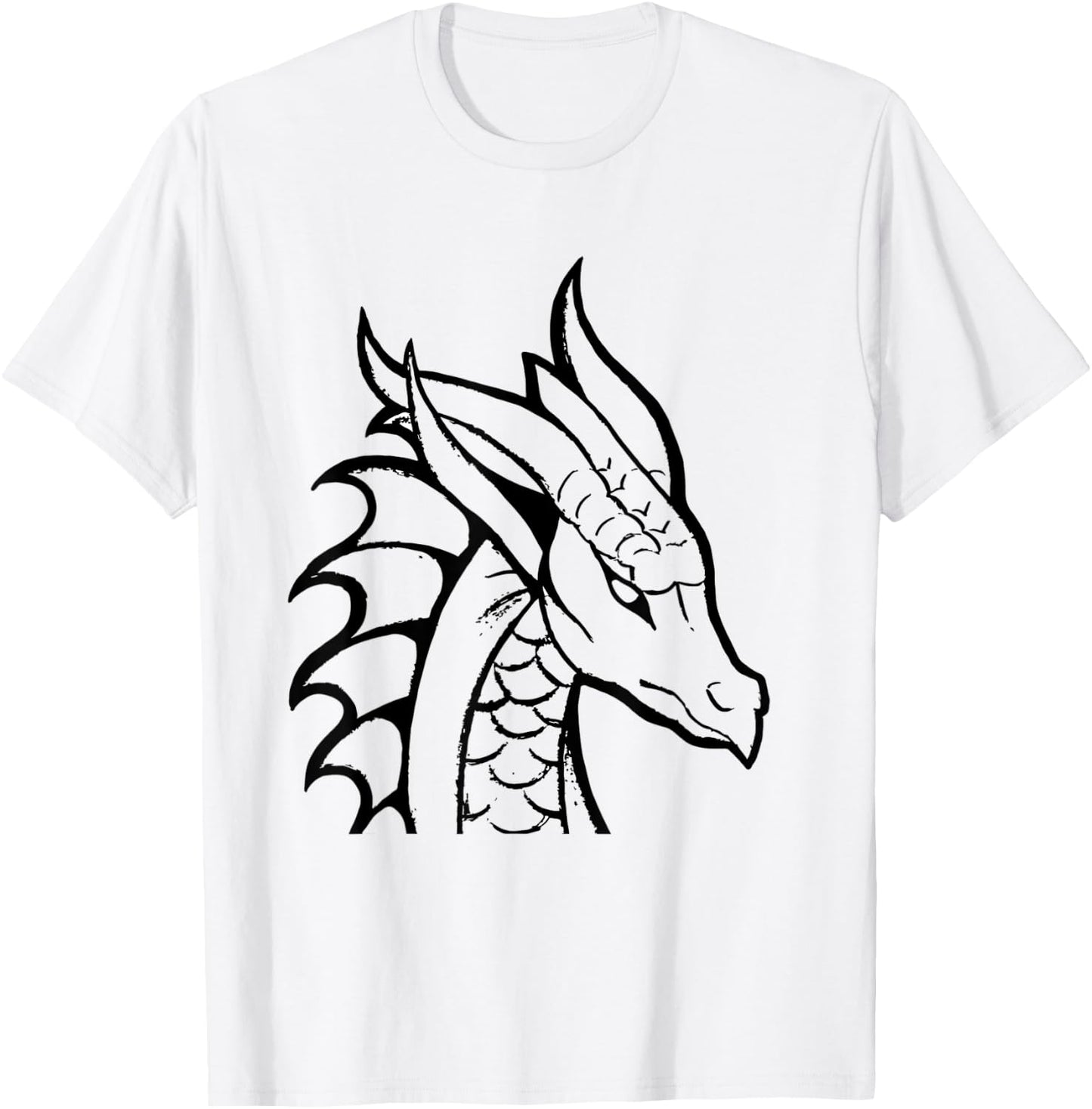 Dragon Sketch Drawing Graphic Art Silhouette Cute Funny T-Shirt - T-Shirt | White