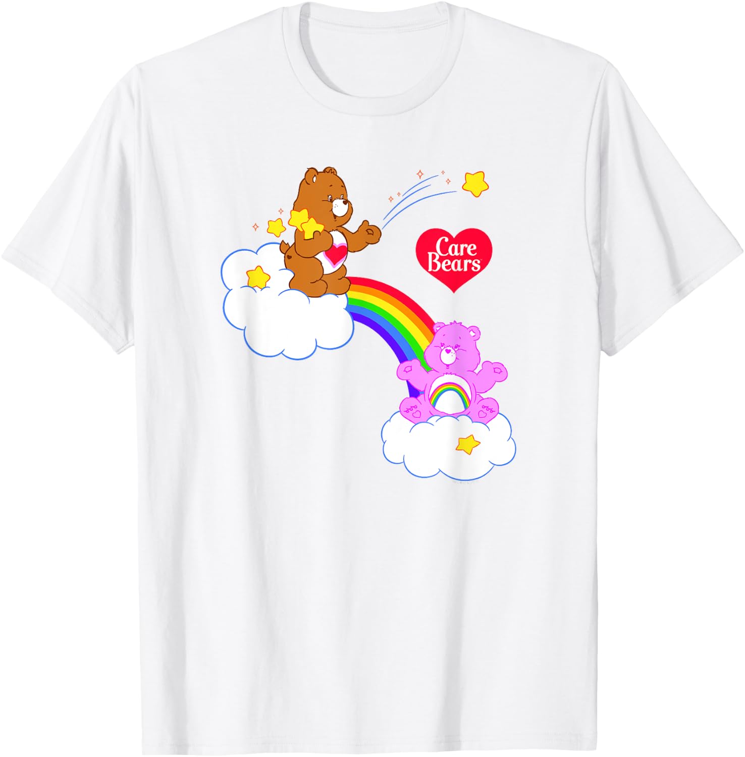 Care Bears Tenderheart Bear & Cheer Bear Rainbow Cloudy Duo T-Shirt - T-Shirt | White