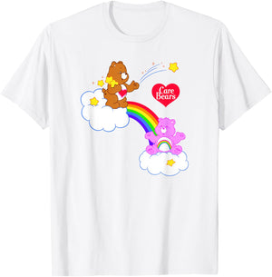 Care Bears Tenderheart Bear & Cheer Bear Rainbow Cloudy Duo T-Shirt - T-Shirt | White