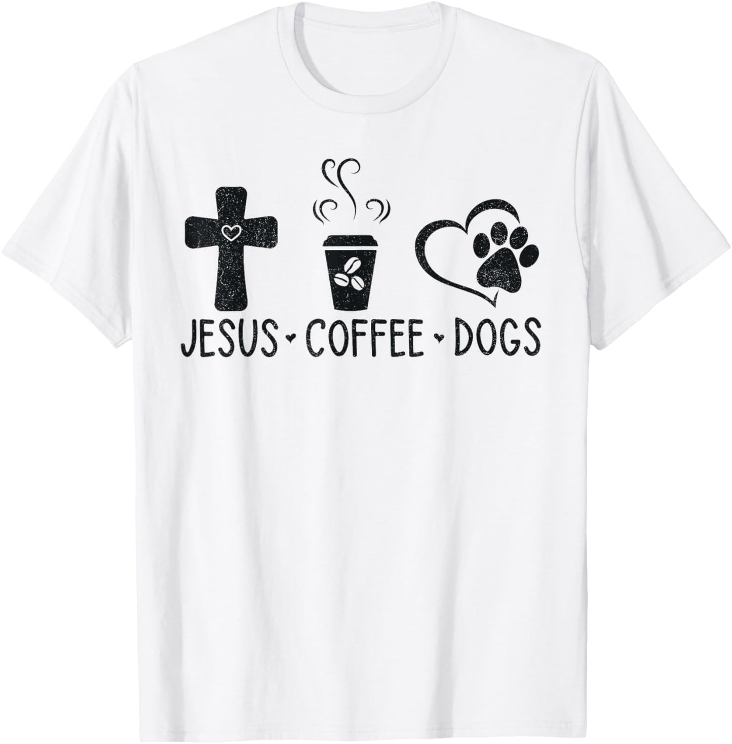 Jesus Coffee Dogs Funny Christian Dog Owners Lovers Men Women T-Shirt - T-Shirt | White