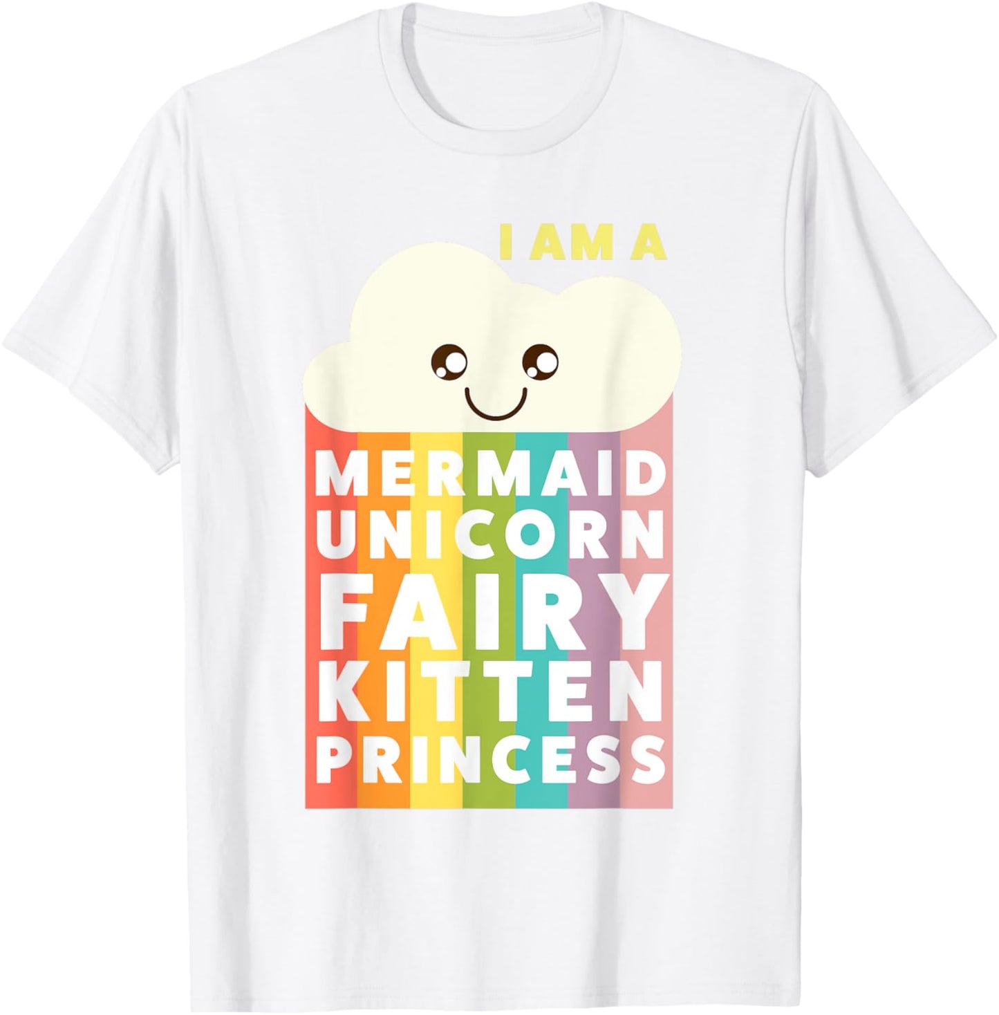 I Am A Mermaid Unicorn Fairy Kitten Princess Cute T Shirt T-Shirt - T-Shirt | White