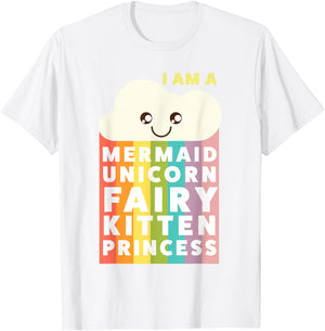 I Am A Mermaid Unicorn Fairy Kitten Princess Cute T Shirt T-Shirt - T-Shirt | White
