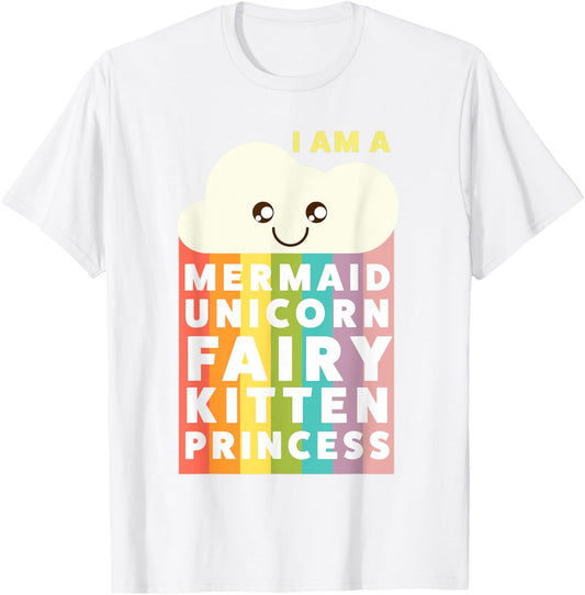 I Am A Mermaid Unicorn Fairy Kitten Princess Cute T Shirt T-Shirt - T-Shirt | White