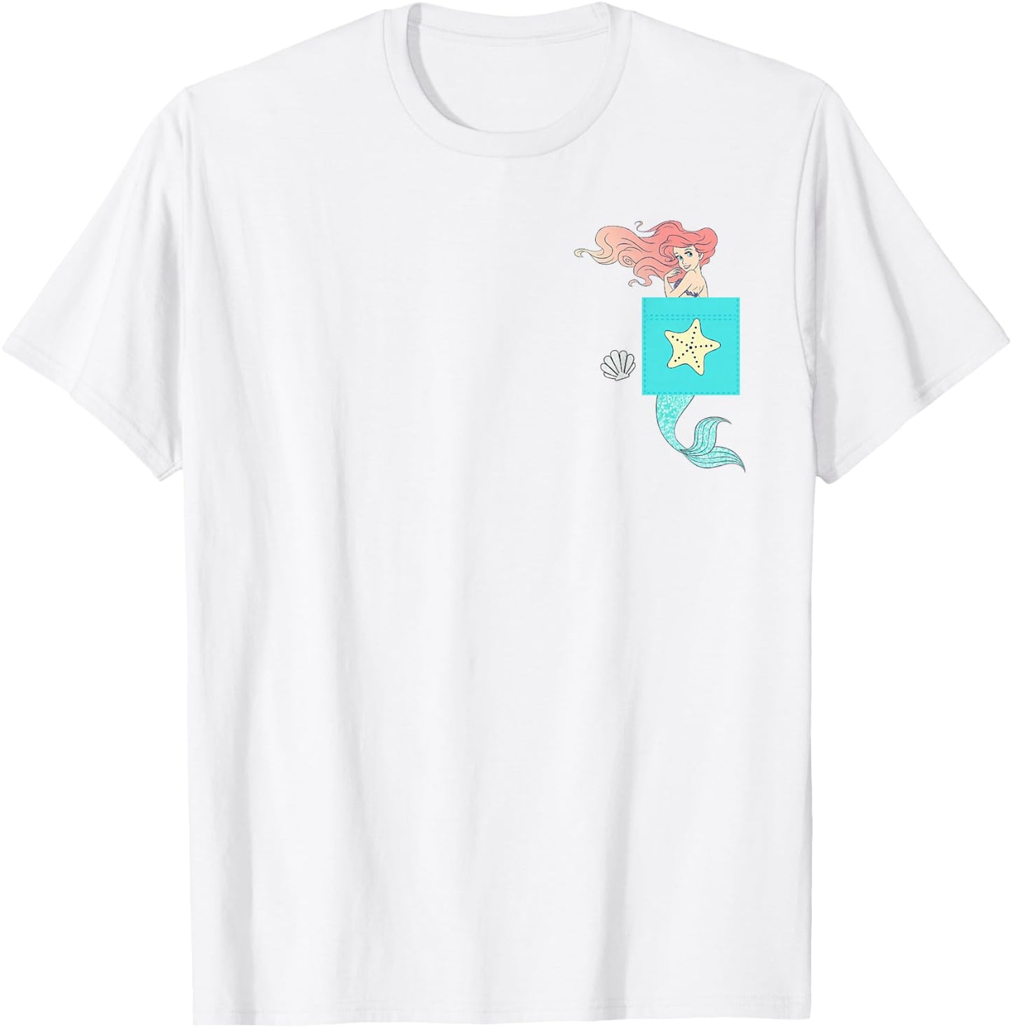 Disney The Little Mermaid Ariel Mermaid Shell Pocket Icon T-Shirt - T-Shirt | White
