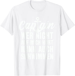 Captain Saying Anchor Nautical Design , blue, S T-Shirt - T-Shirt | White