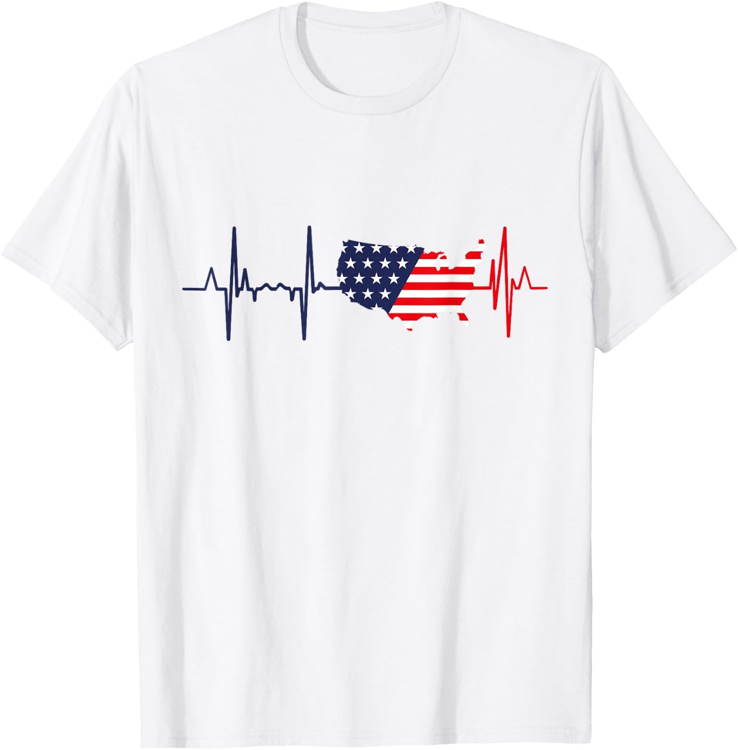 My Heart Beats for America - Patriotic USA , White T-Shirt - T-Shirt | White