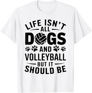 Dogs And Volleyball Funny Volleyball T-Shirt - T-Shirt | White