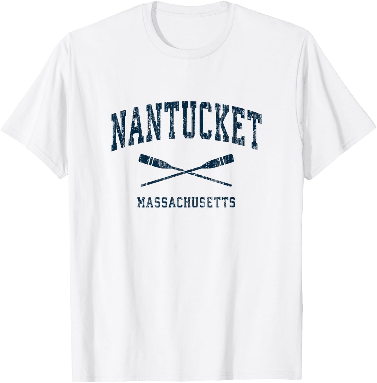 Nantucket Massachusetts Vintage Nautical Paddles Sports Oars T-Shirt - T-Shirt | White