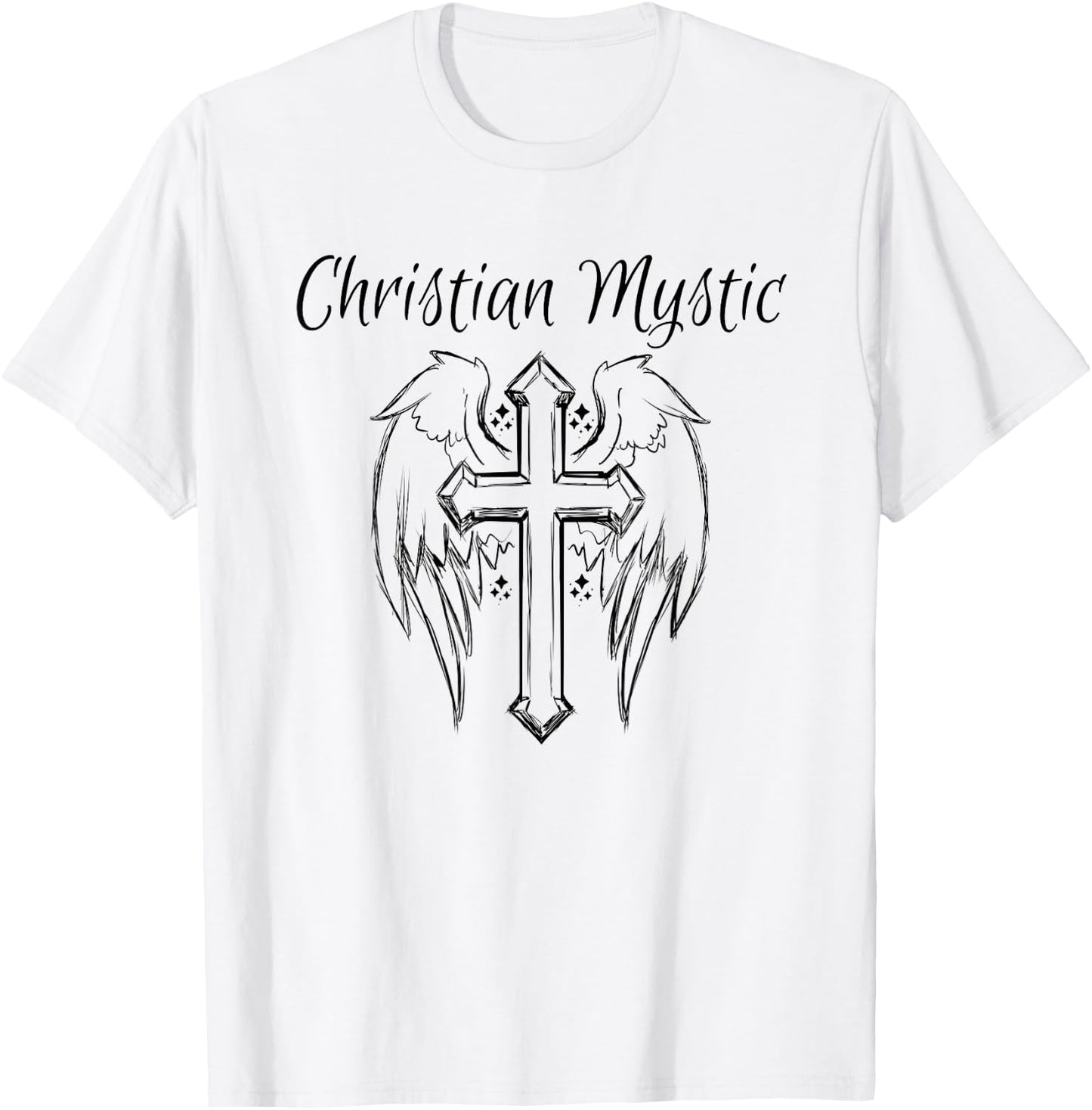 Christian Mystic Angel Cross Shirt Psychic Gift T-Shirt - T-Shirt | White