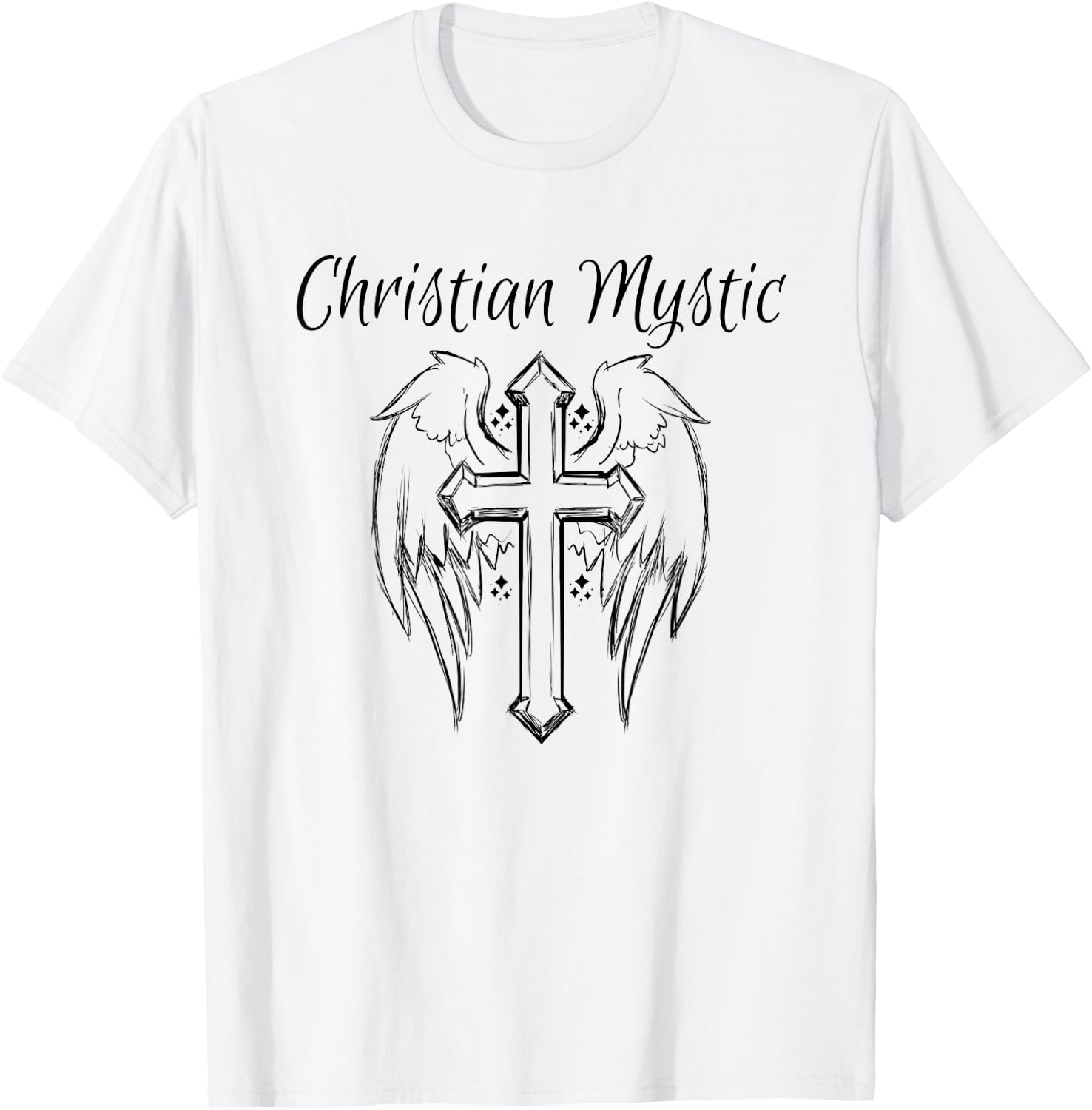 Christian Mystic Angel Cross Shirt Psychic Gift T-Shirt - T-Shirt | White