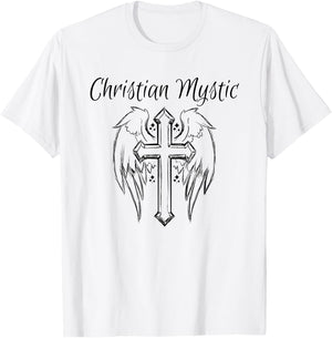 Christian Mystic Angel Cross Shirt Psychic Gift T-Shirt - T-Shirt | White