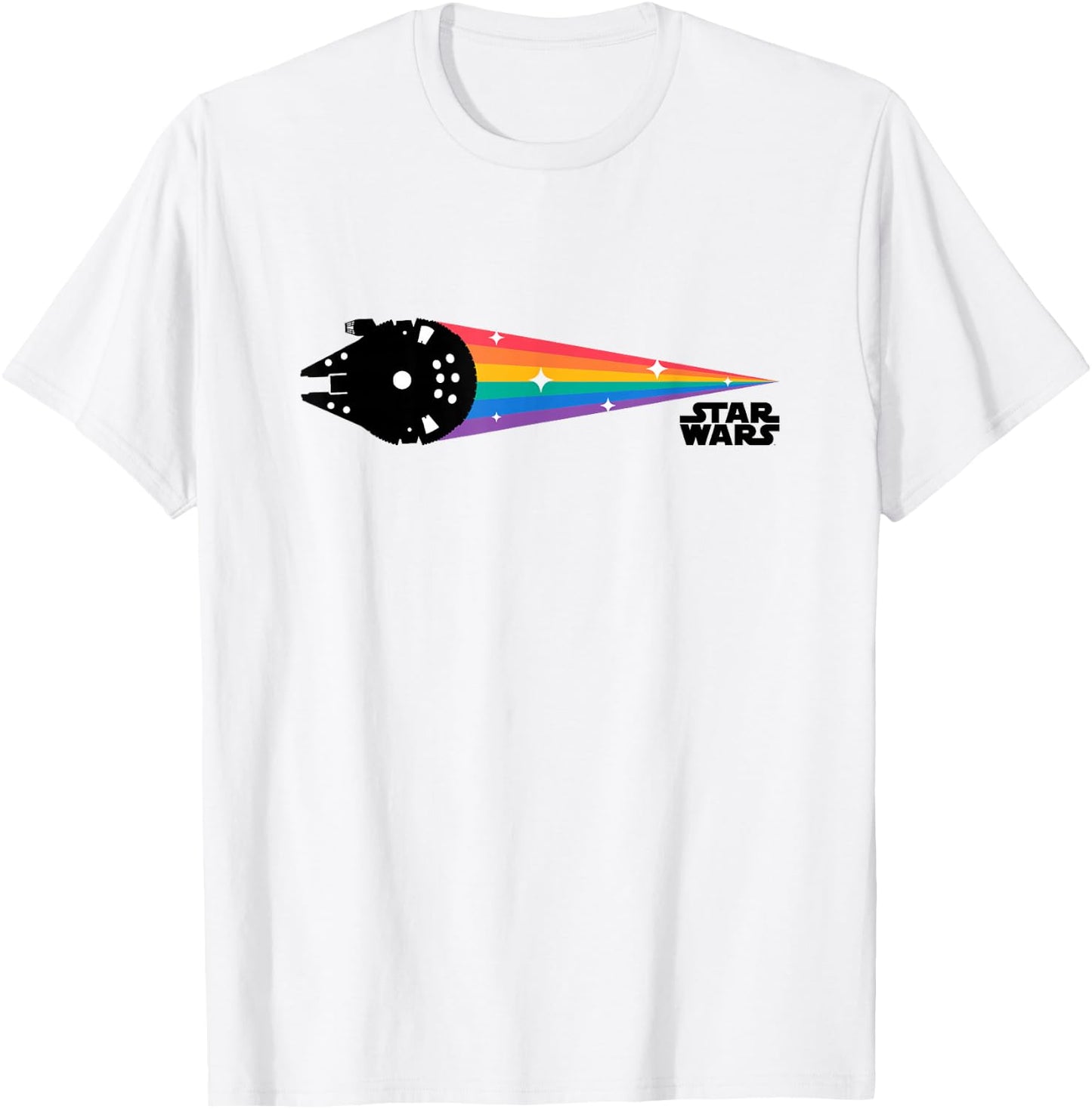 Star Wars Iconic Millennium Falcon Retro Rainbow Colors Logo T-Shirt - T-Shirt | White