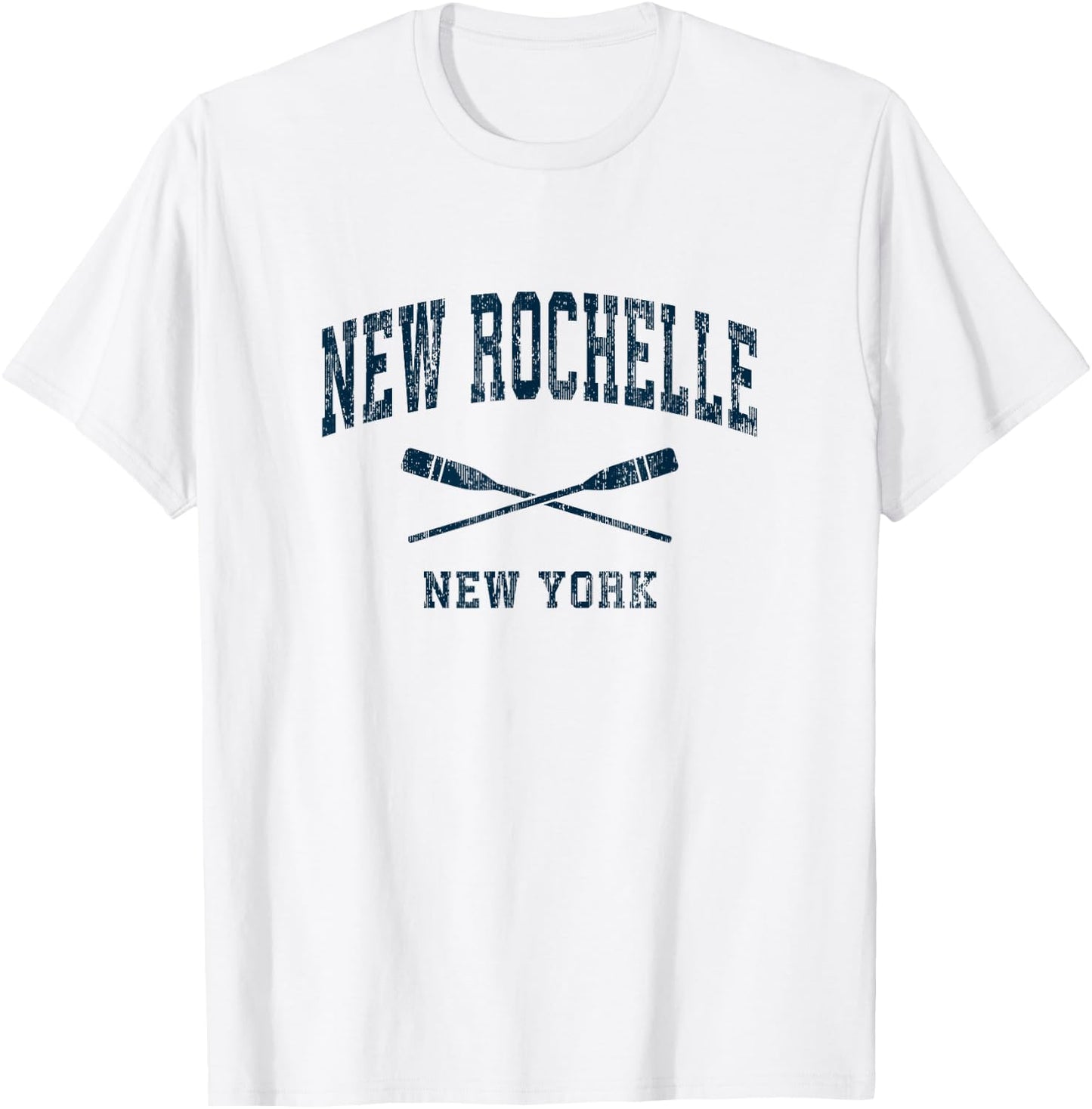 New Rochelle New York Vintage Nautical Paddles Sports Oars T-Shirt - T-Shirt | White