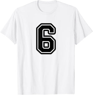 Number #6 Black Favorite Number 6 T-Shirt - T-Shirt | White