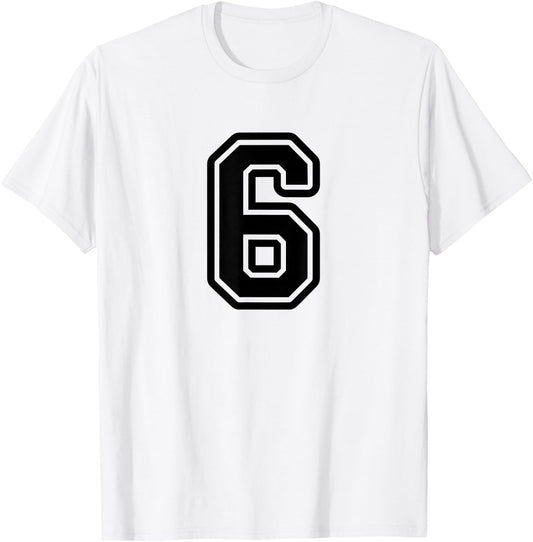 Number #6 Black Favorite Number 6 T-Shirt - T-Shirt | White