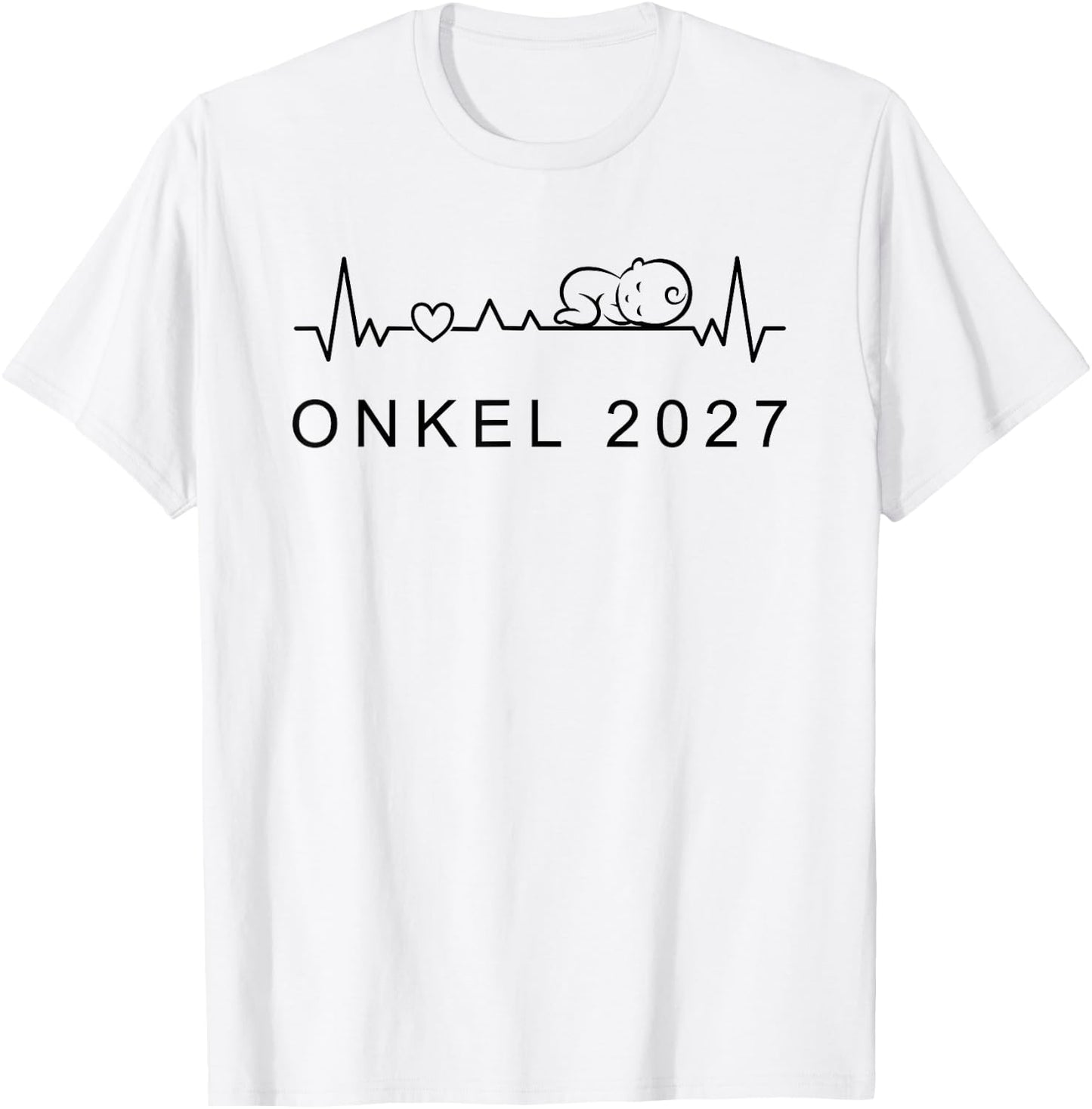 Onkel 2027 Herzschlag Mit Baby Schwangerschaft verkünden T-Shirt - T-Shirt | White