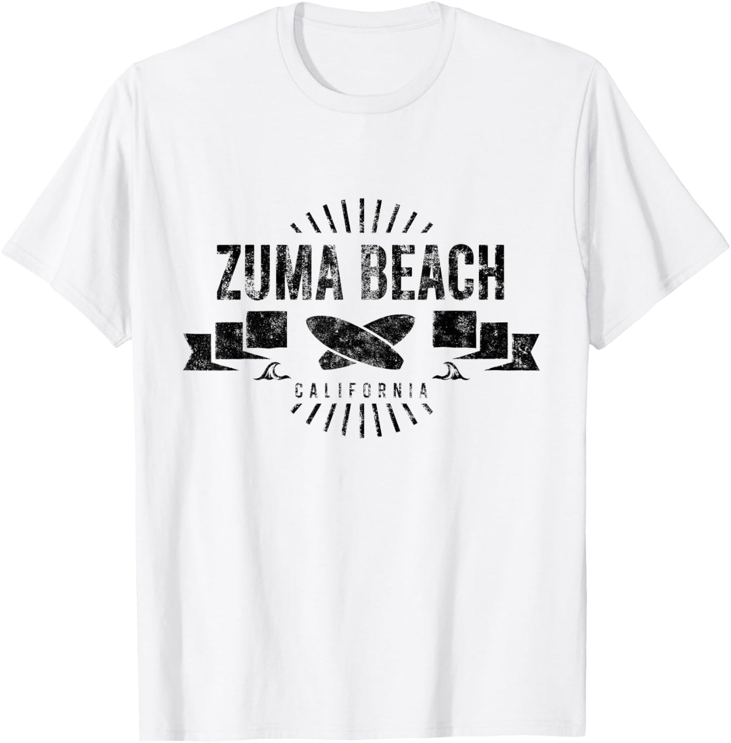 Zuma Beach California Surf Vintage Surfing Retro Surfboard T-Shirt - T-Shirt | White