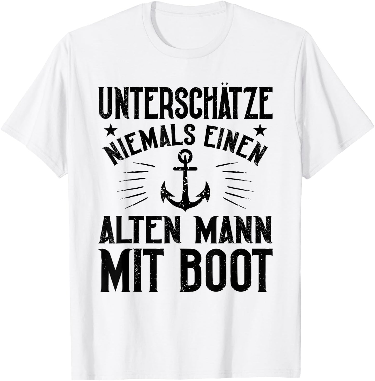 Old Man with Boat Anchor Boat Sailor Captain , gray T-Shirt - T-Shirt | White