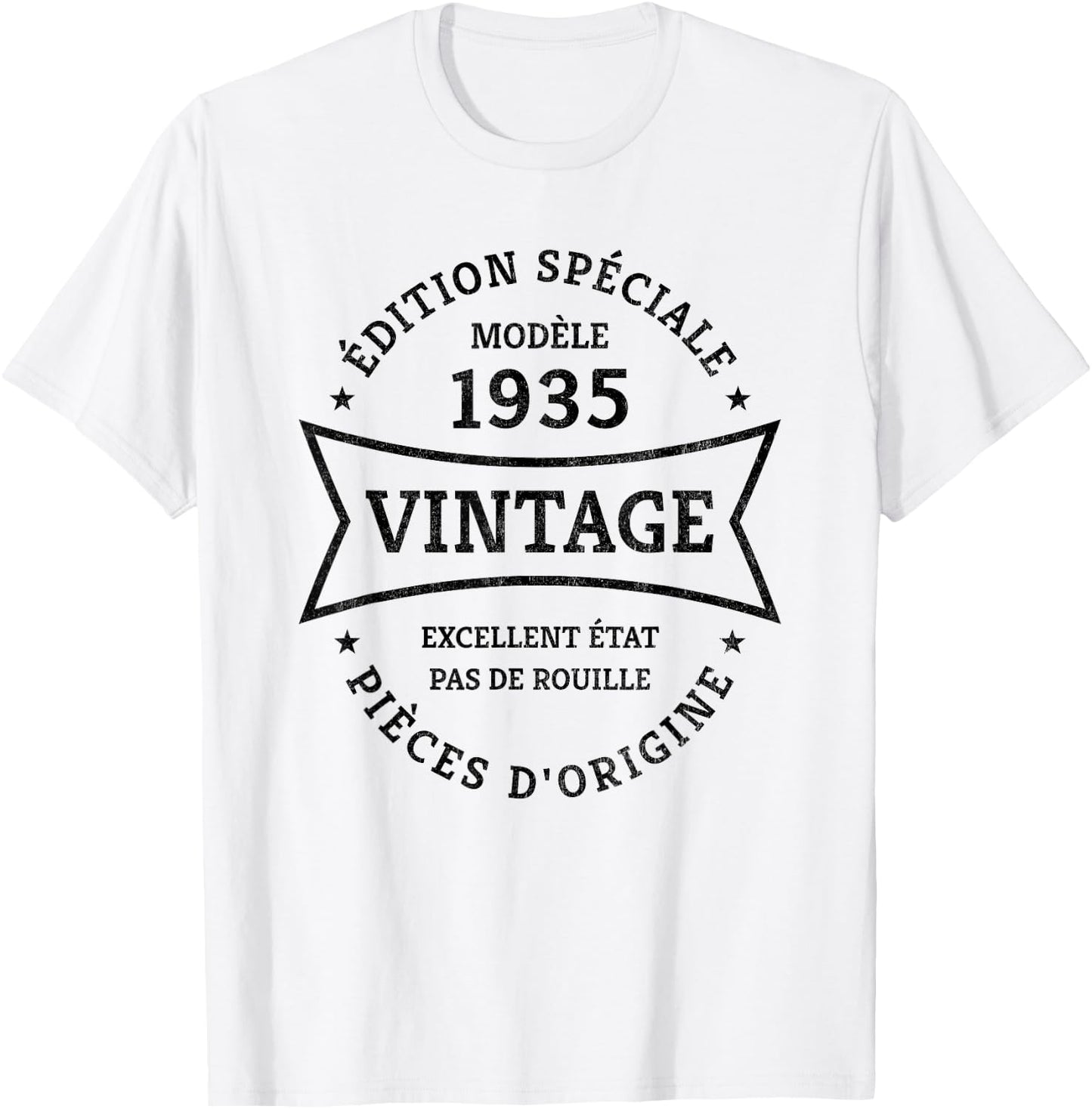 Vintage 90th Birthday Born in 1935 Vintage 90 Years Gift , white, S T-Shirt - T-Shirt | White