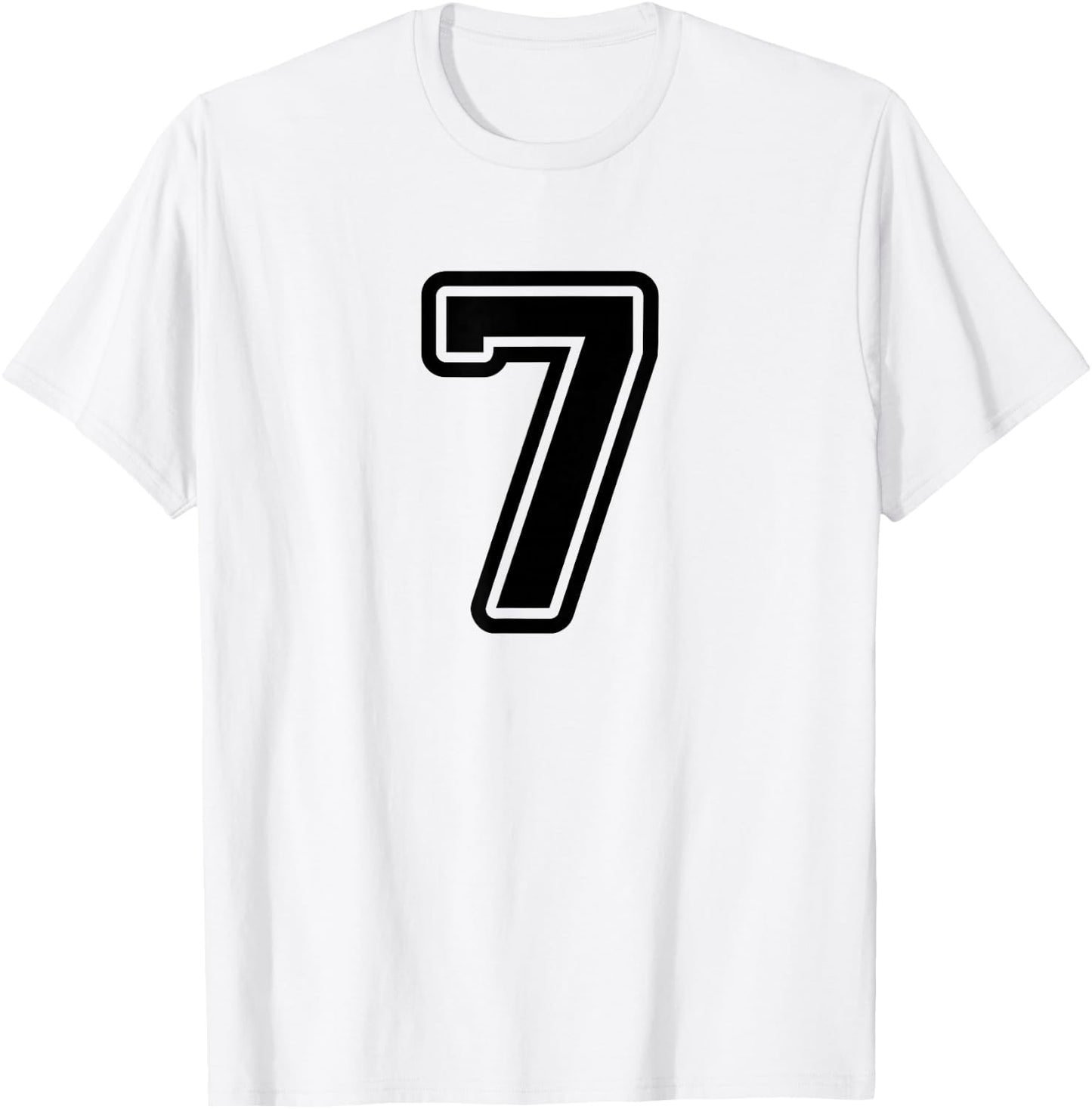 Number #7 Black Sport Varsity Number 7 T-Shirt - T-Shirt | White