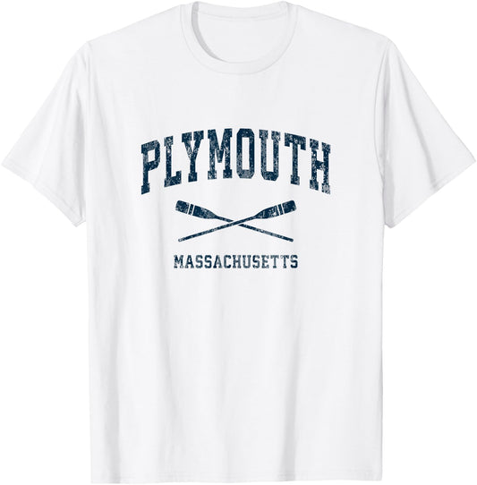 Plymouth Massachusetts Vintage Nautical Paddles Sports Oars T-Shirt - T-Shirt | White