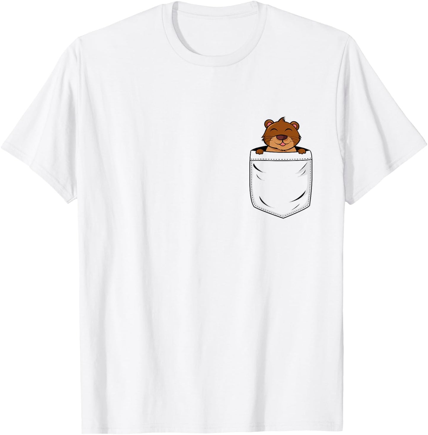Otter Lovers Cute Funny Otter In Pocket T-Shirt - T-Shirt | White