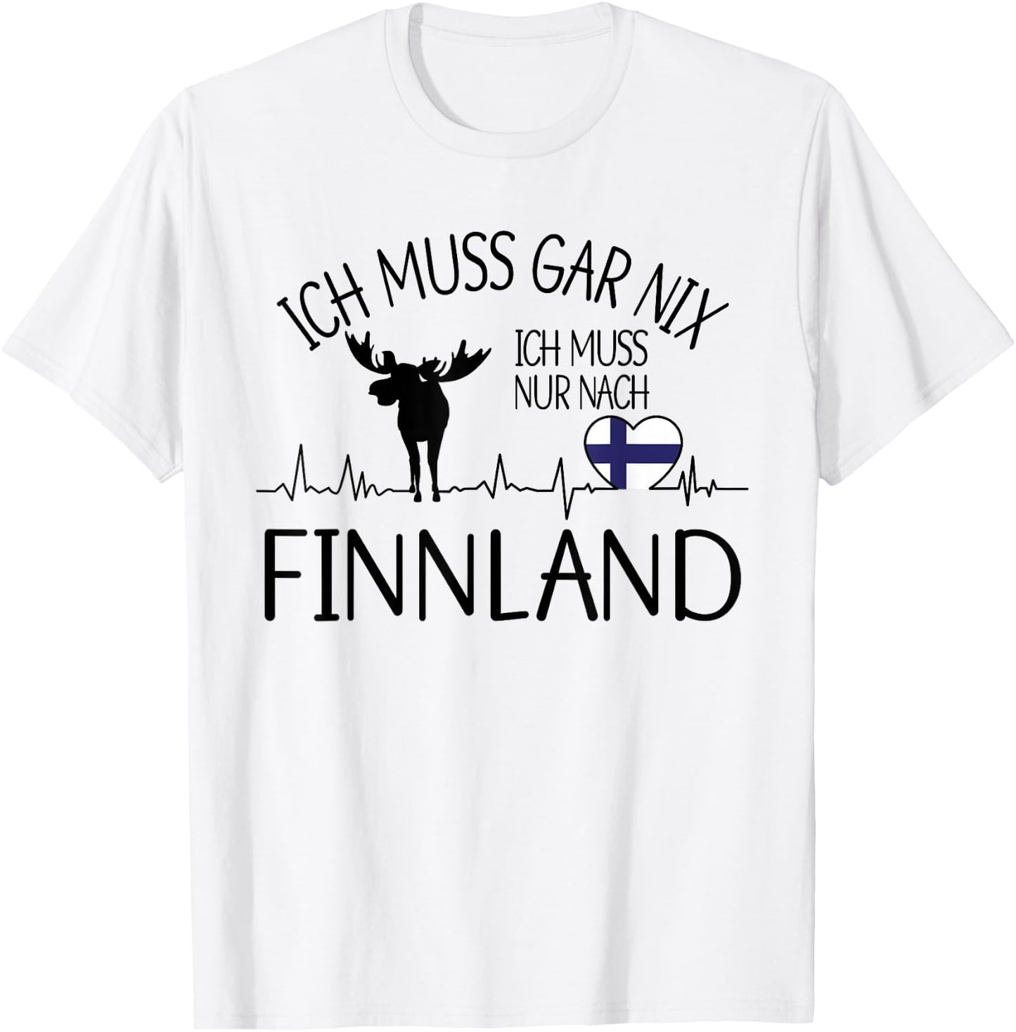 with German Text "Ich muss gar nix - ich muss nur nach Finland, gray, s T-Shirt - T-Shirt | White