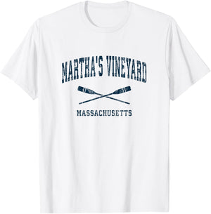 Martha's Vineyard Massachusetts Vintage Nautical Paddles Spo T-Shirt - T-Shirt | White