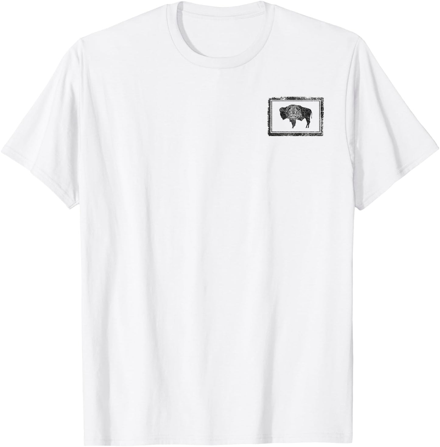 State of Wyoming Flag American Bison T-Shirt - T-Shirt | White