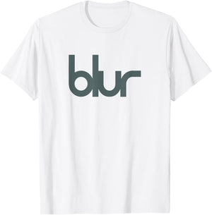 Blur Blue Central Logo T-Shirt - T-Shirt | White