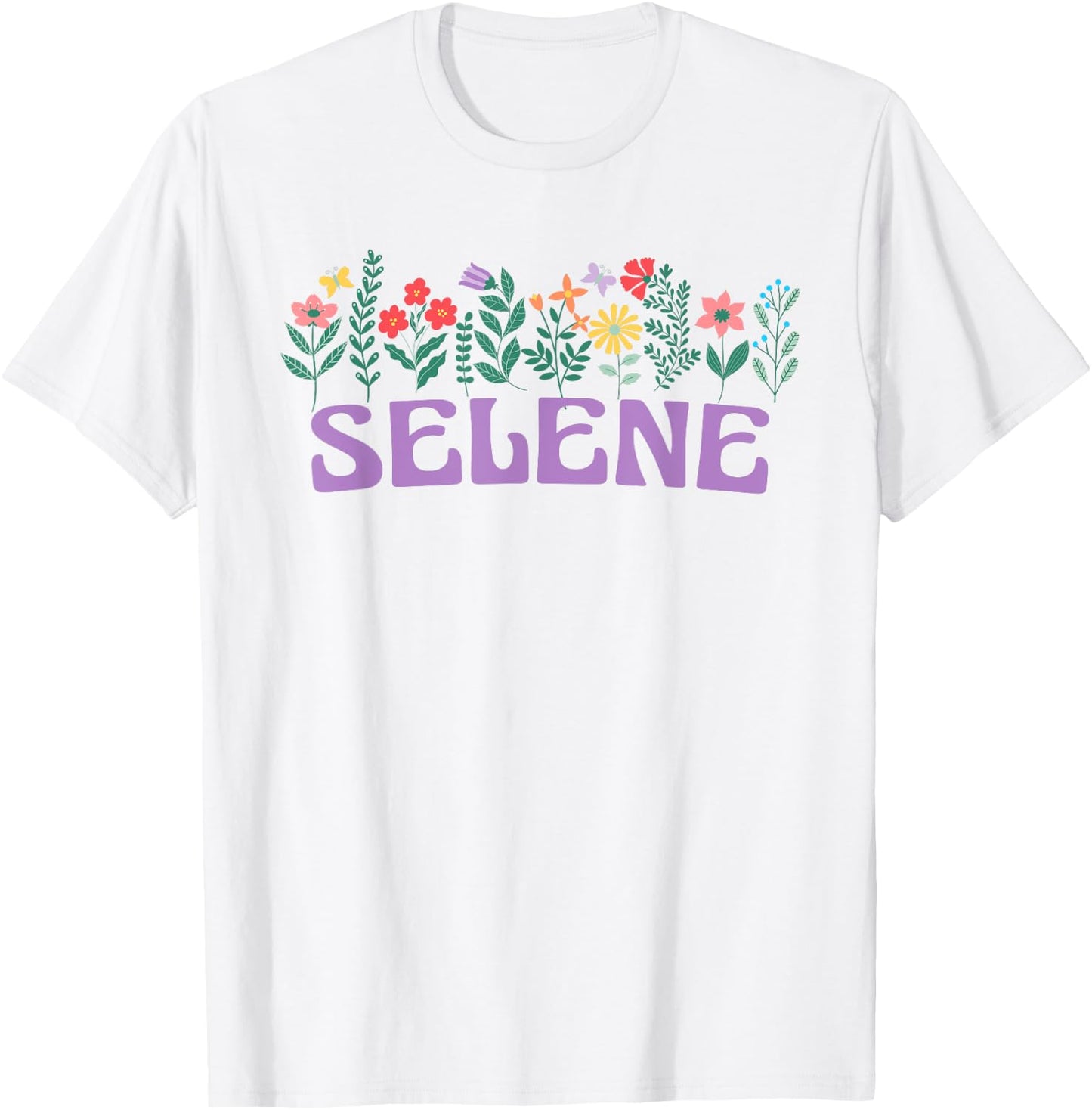 Wildflower Floral Selene Name Mother's Day Women's , white, S T-Shirt - T-Shirt | White