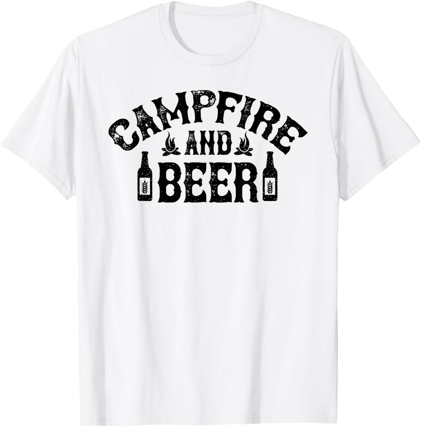 Campfire And Beer Camping T-Shirt - T-Shirt | White