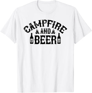Campfire And Beer Camping T-Shirt - T-Shirt | White