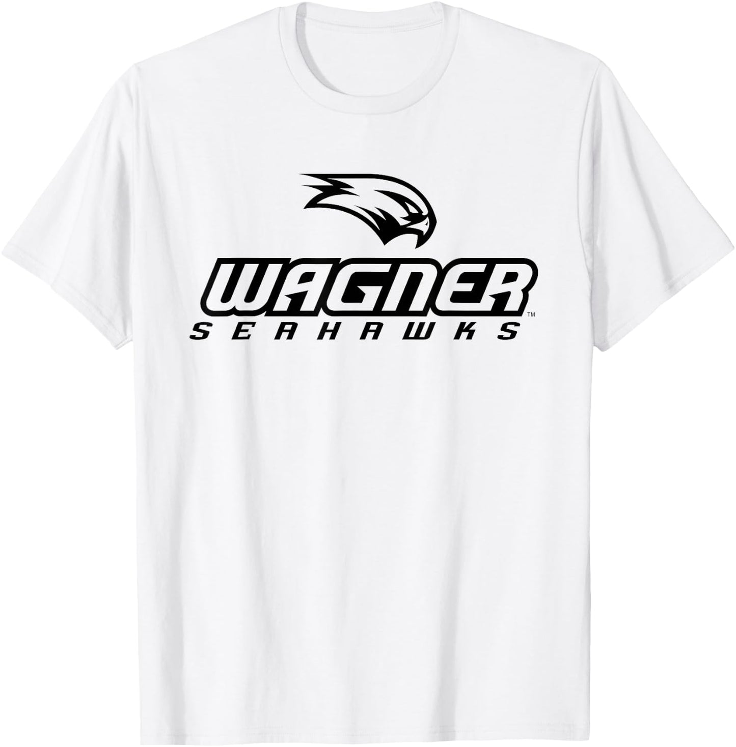 Wagner College Seahawks Stacked One Colour Logo T-Shirt - T-Shirt | White