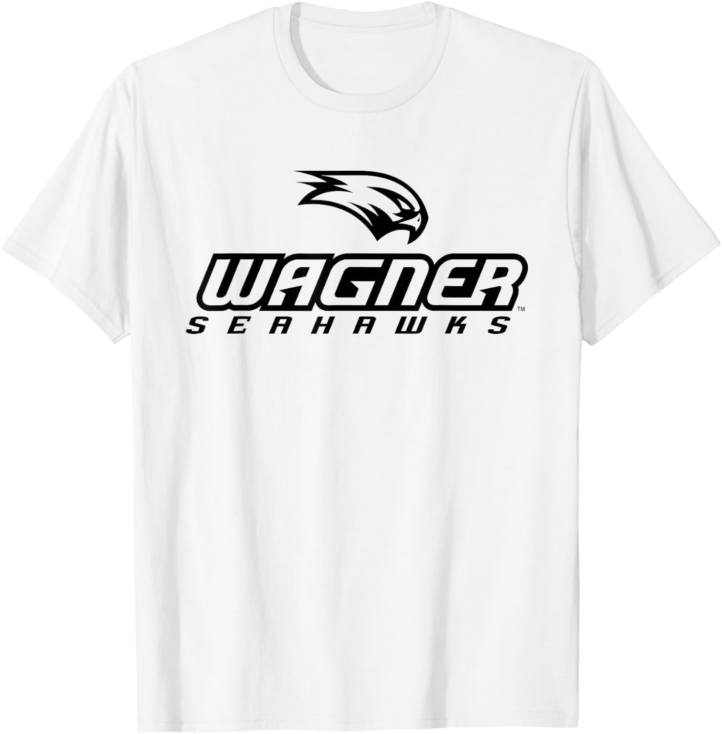 Wagner College Seahawks Stacked One Colour Logo T-Shirt - T-Shirt | White
