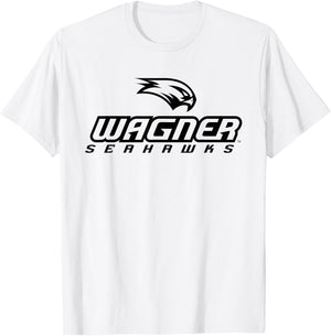 Wagner College Seahawks Stacked One Colour Logo T-Shirt - T-Shirt | White