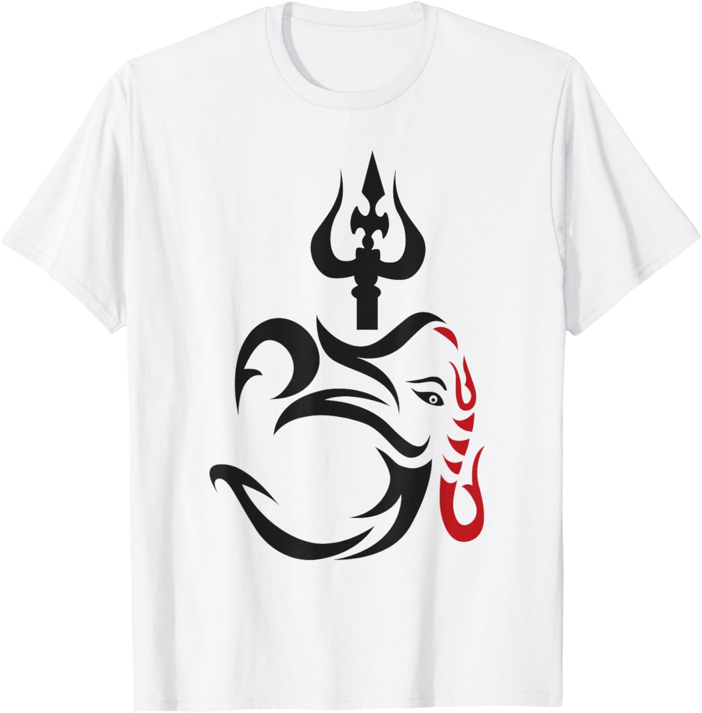 OM-Ganesha And Lord Shiva Divine Trident Trishul T-Shirt - T-Shirt | White
