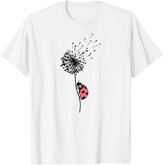 Ladybird on Dandelion T-Shirt - T-Shirt | White